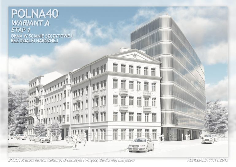 Visualization of the building, which may be built on the Polna Street in Warsaw