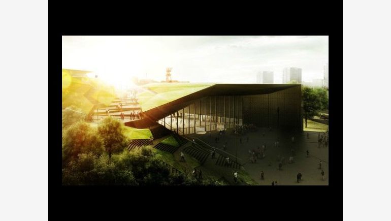 The visualization of theInternational Convention Center in Katowice, based on Warbud’s materials.