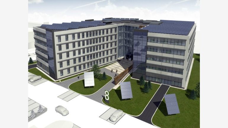 Wizualizacja budynku pasywnego powstającego w ramach Parku Naukowo-Technologicznego Euro-Centrum