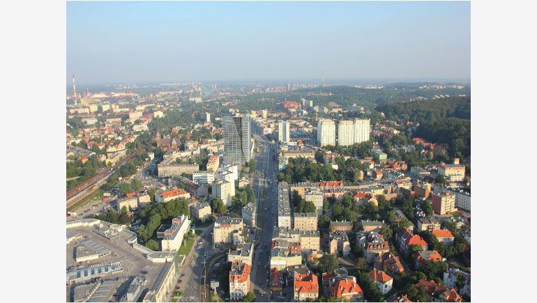 Widok z lotu ptaka na Centrum Biurowe Neptun w Gdańsku