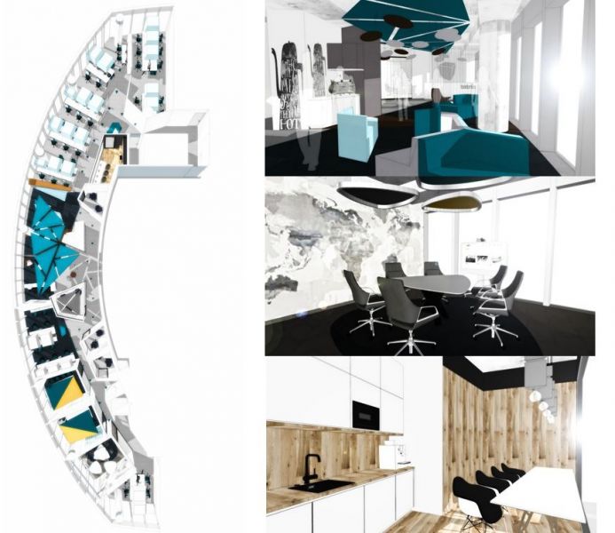  - Fragments of the winner concept for Tétris office in Warsaw Spire