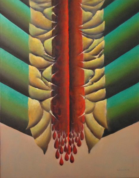  - Walenty Gabrysiak, Krew dla zieleni, 1988, 115 x 90, olej, płótno 