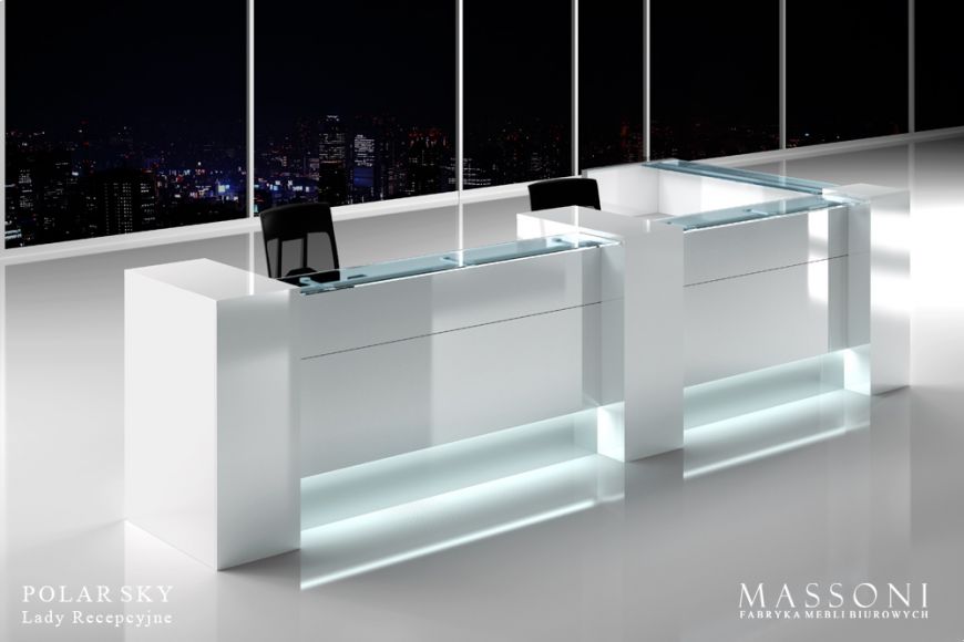  - Reception desk should also ensure a place on the current company and provide adequate working space and additional elements such as undercounter pedestals, cabinets ending string worktops and space for file folders with documents.