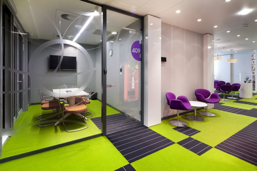  - On each floor a different vivid color dominates – purple, green or orange, pic by Szymon Polański