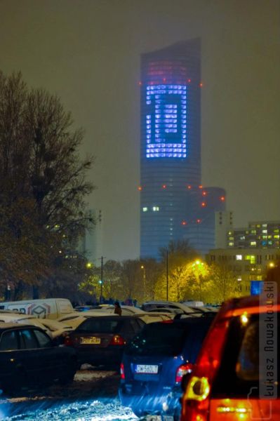 - In order to achieve such an effect we place a LED lighting module by each window inside  the building.