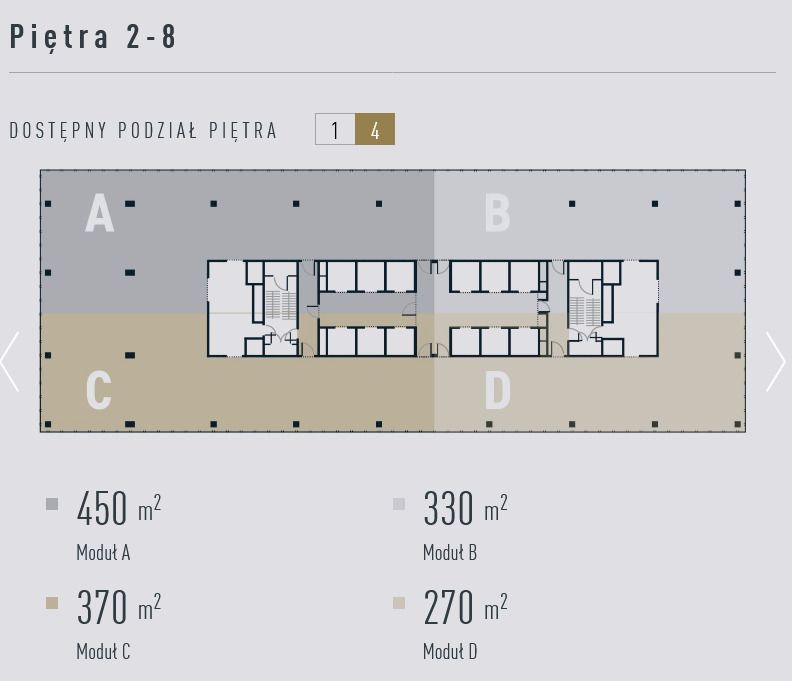 Piętro 2-8 -Moduł C - 370 m2 - 