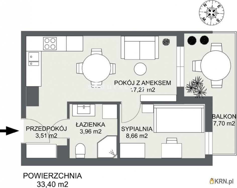 Kraków - bp. J. Prandoty - 33.40m2 - 