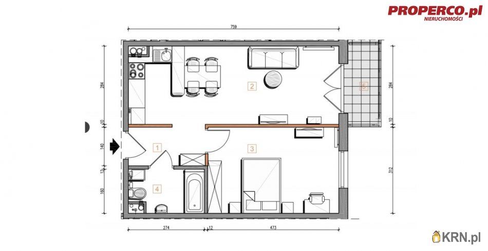 Włoszczowa - Młynarska - 44.34m2 - 