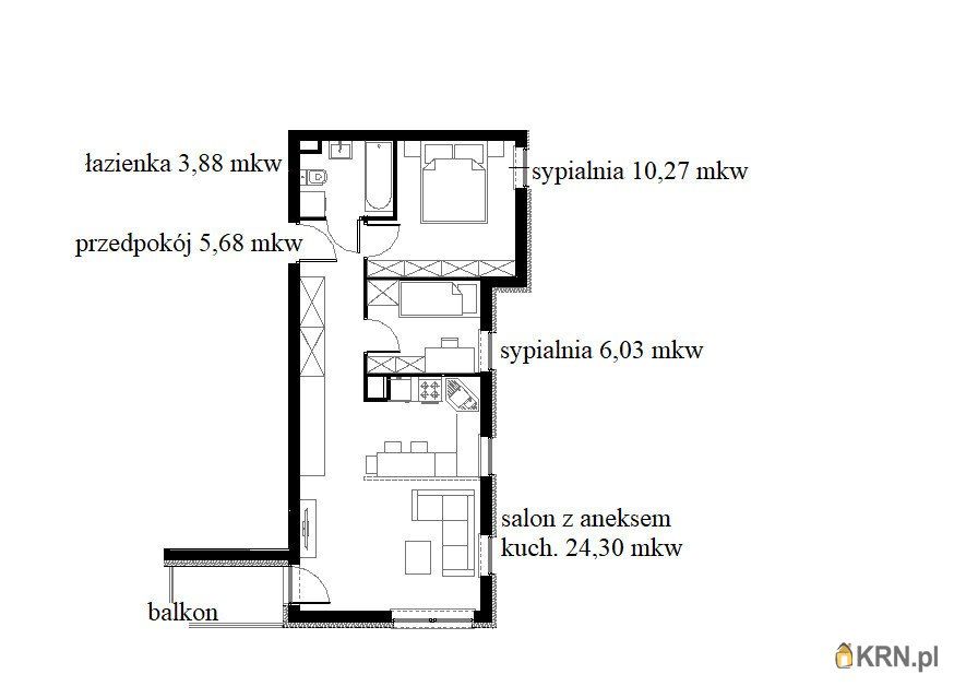 Wieliczka - 51.72m2 - 
