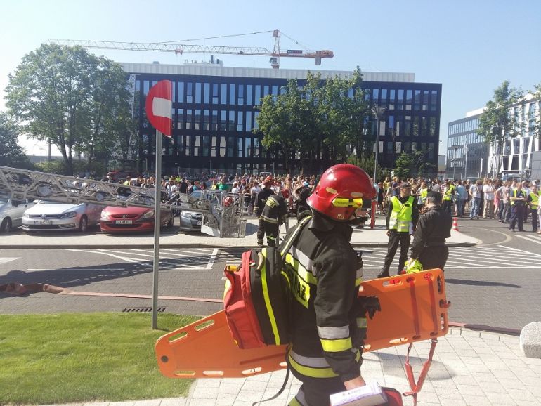 Próbna ewakuacja na terenie kompleksu Łużycka Office Park (fot. SPIE Polska)