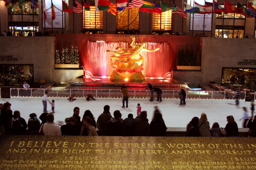  - Ice rink is placed every winter next to Rockefeller Center from the date of 1936