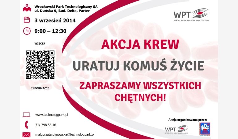 Action blood Wrocław Technology Park, photo. Http://technologpark.pl/pl/aktualnosci?article=18606