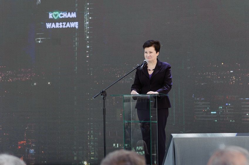  - Prezydent Warszawy, Hanna Gronkiewicz-Waltz na uroczystości zawieszenia wiechy