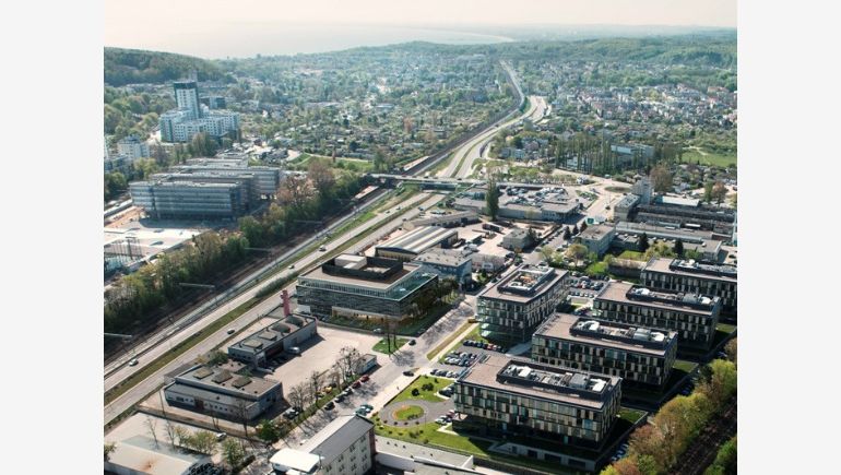 Concept picture of Łużycka Street with new office block