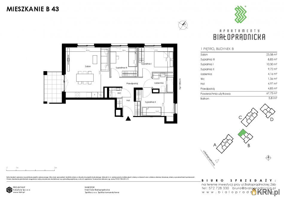 Kraków - Białoprądnicka - 67.75m2 - 