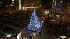 Christmas tree on the construction site of ASTORIA