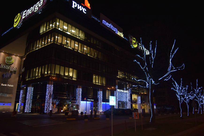  - Christmas illuminations on Olivia Gate office in Gdańsk