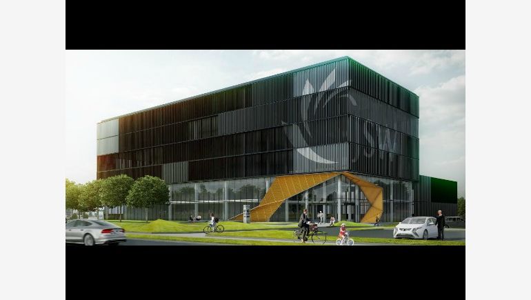 The winning project of an office building that will replace Diament Hotel