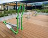 There are places for work, relaxation and physical activity in the outdoor fitness part on the partially covered terrace