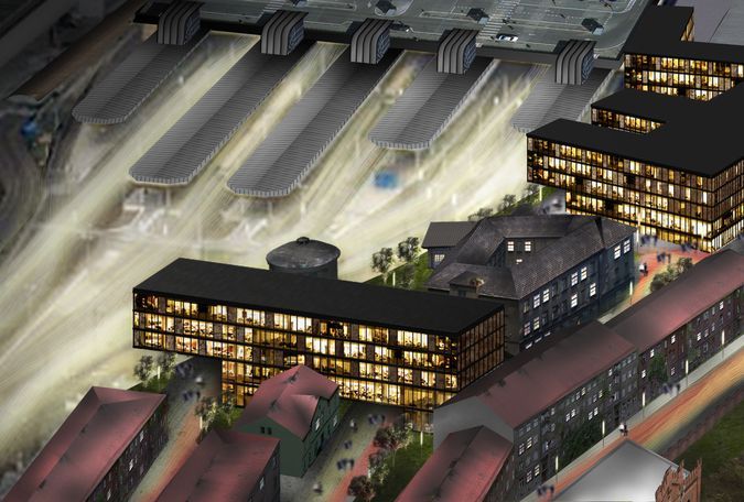  - The building of an office and three structures, which are under the protection of the conservationist – printing house, water tower and building of a locomotive shed, was envisaged in the second stage of the investment 