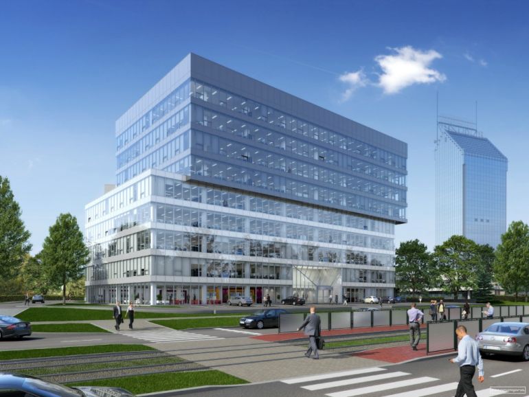 Visualisation of the office block Aleja Pokoju 5 in Kraków