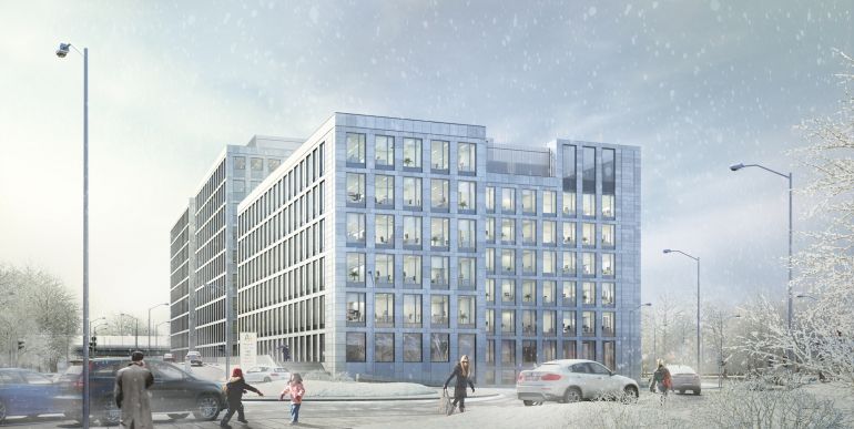 Wizualizacja kompleksu A4 Business Park w Katowicach
