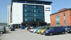 A modern office building in the place of the warehouse